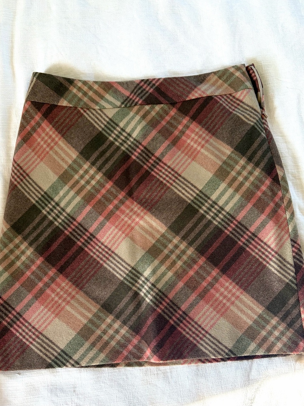 Plaid A-Line Mini Skirt in Pink and Green